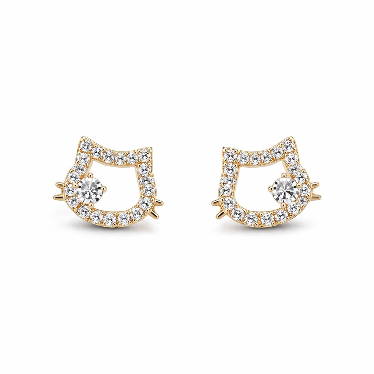 Danda Collective 18K Gold Plated Hello Kitty Inspired Earrings for Women, Pair Set with Playful Look and Shiny Finish