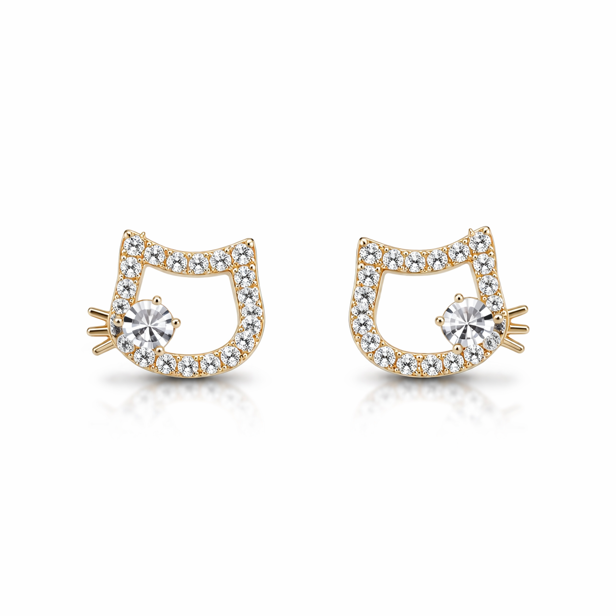 Danda Collective 18K Gold Plated Hello Kitty Inspired Earrings for Women, Pair Set with Playful Look and Shiny Finish