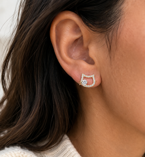 Danda Collective 18K Gold Plated Hello Kitty Inspired Earrings for Women, Pair Set with Playful Look and Shiny Finish